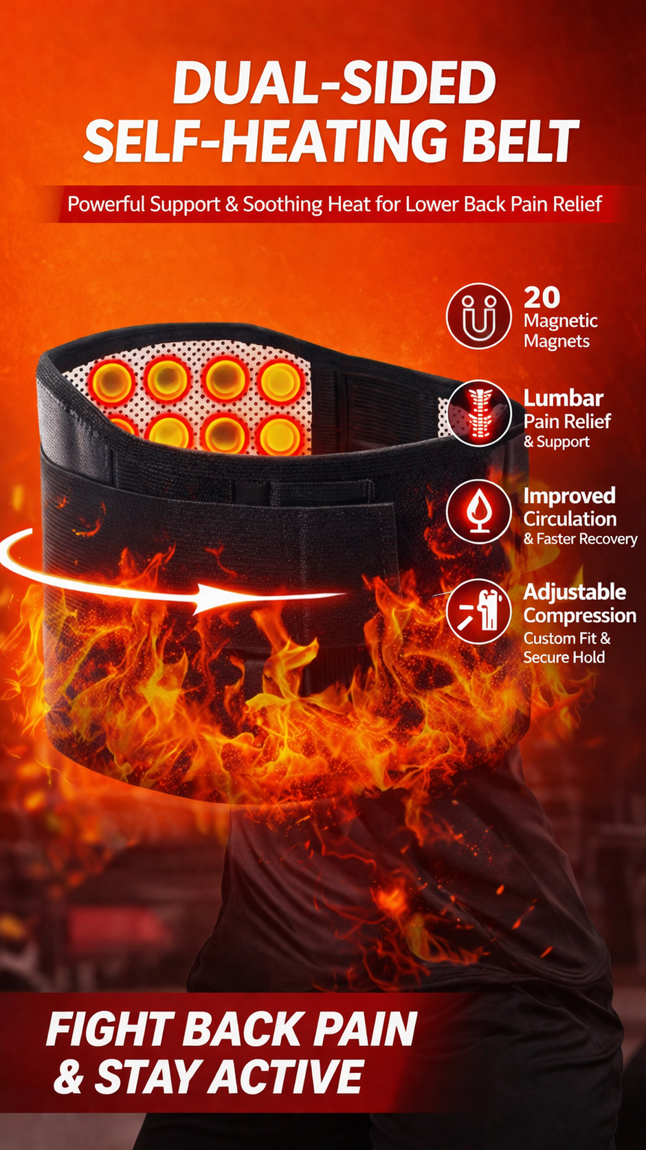 ReliefCore™ Self-Heating Back Support Belt